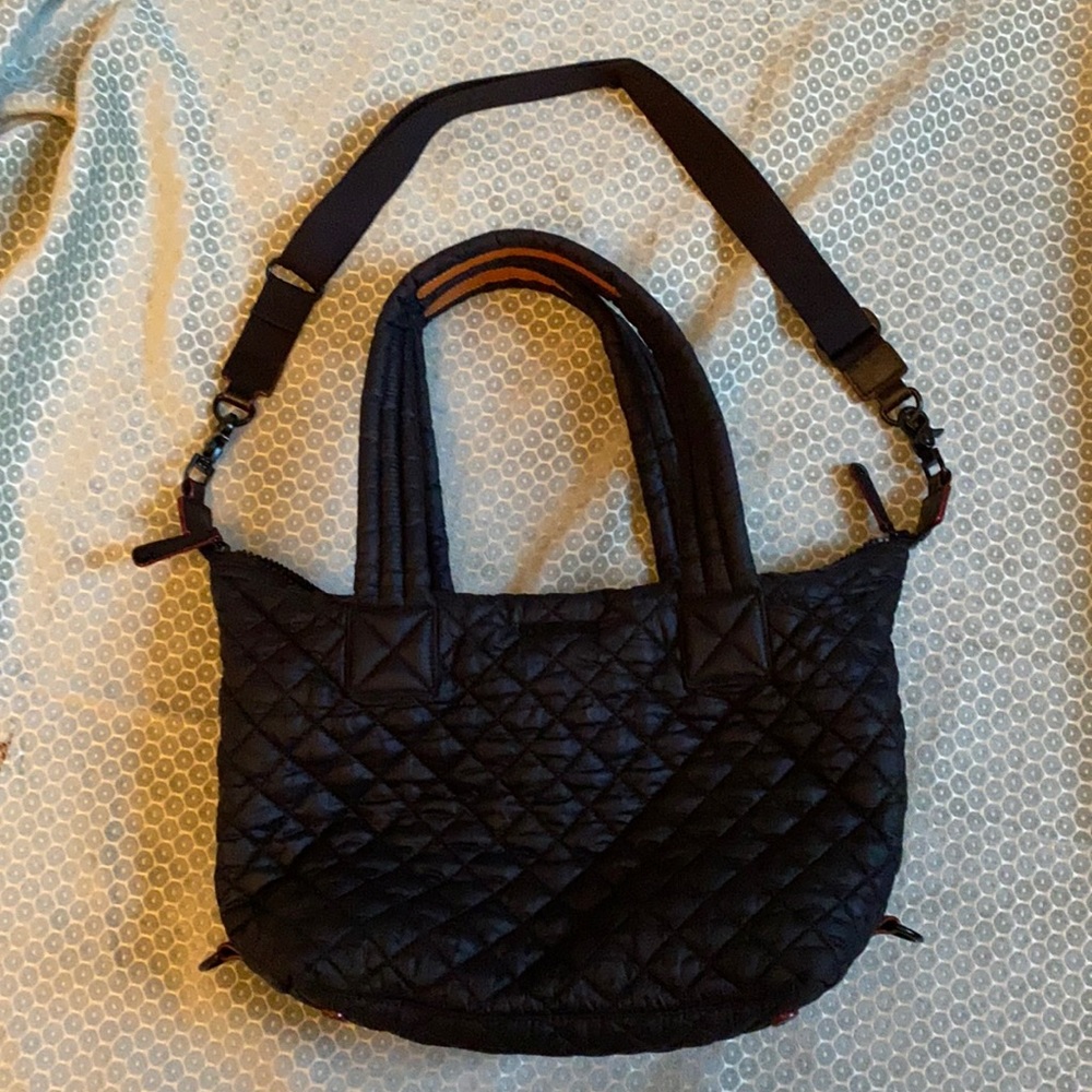 MZ Wallace black quilt bag with straps